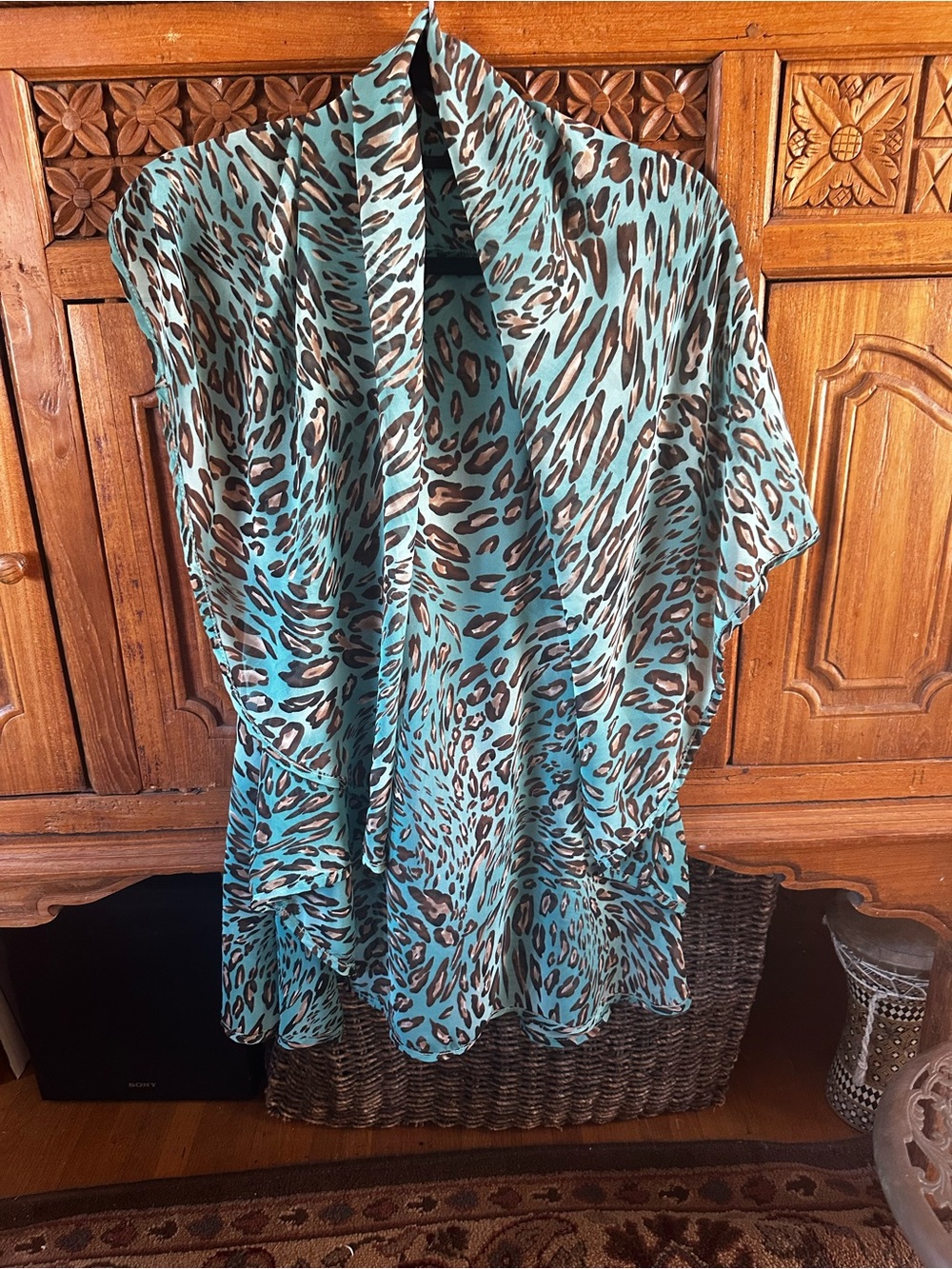 Chiffon scarf vest, shawl collar